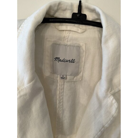 Madewell Women 100% Linen Dorset Blazer Boho Chic Coastal Shacket Medium White - Picture 3 of 14